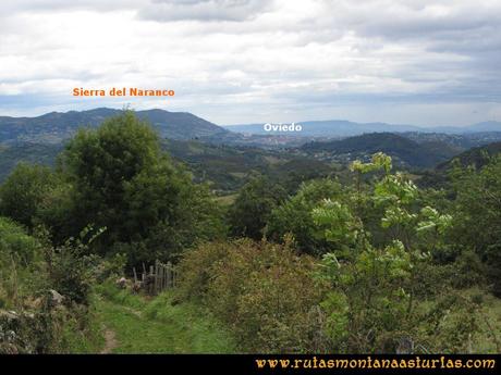 Ruta Cascadas Guanga, Castiello, el Oso: Vista la Sierra del Naranco y Oviedo