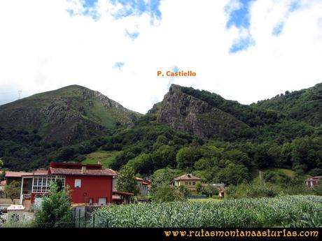 Ruta Cascadas Guanga, Castiello, el Oso: Peña Castiello desde San Andrés
