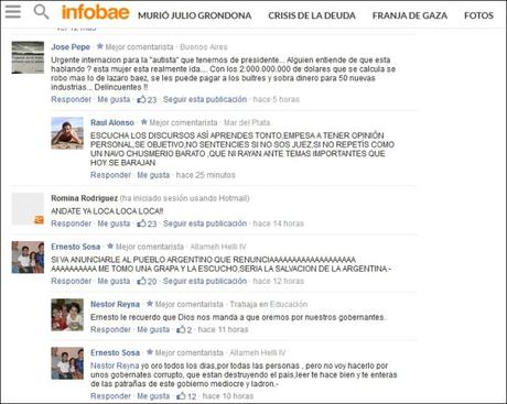 Comentarios en el portaI informativo infobae.com