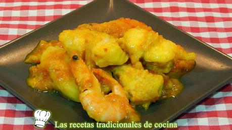 Guisado de rape y langostinos