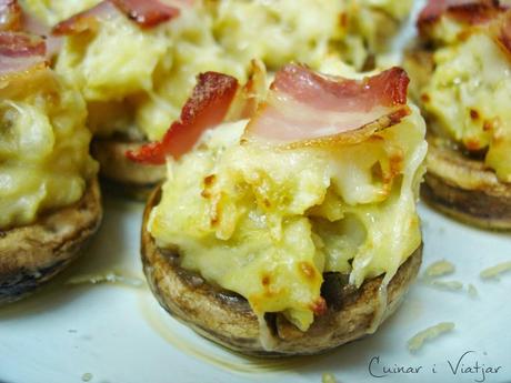Champiñones rellenos de patata y beicon‏
