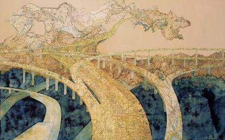 Matthew Cusick,  Recortes de Mapas como un Sustituto para la Pintura