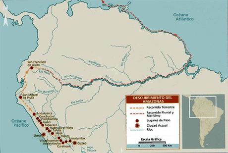 mapa descubrimiento amazonas