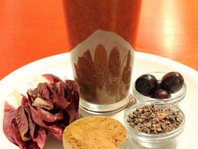 Batido de cacao y cerezas