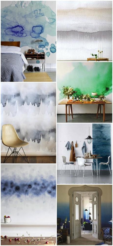 Home decor trend. Watercolour wallpaper Home decor trend. Watercolour wallpaper