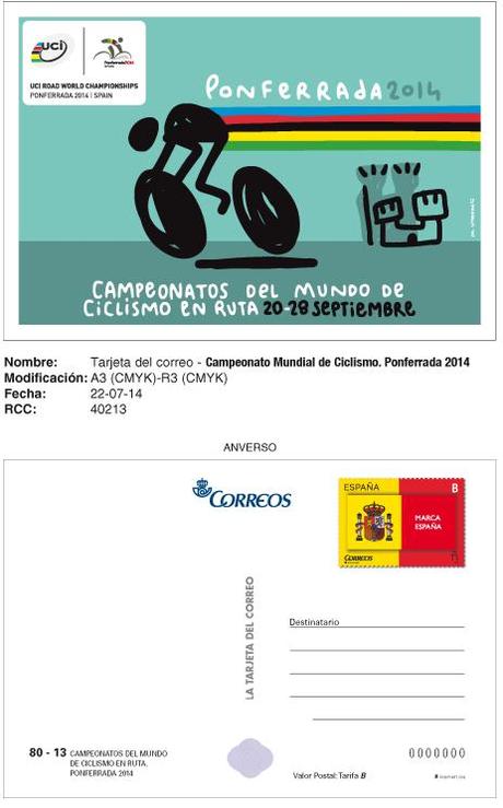 Nueva tarjeta prefranqueada para el Mundial de ciclistamo de Ponferrada