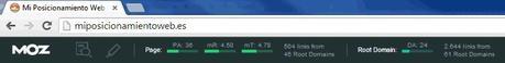 Mozbar valores de Mi Posicionamiento Web