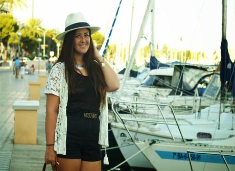 Black, red and panama hat