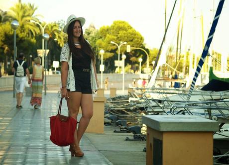 Black, red and panama hat