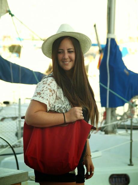 Black, red and panama hat