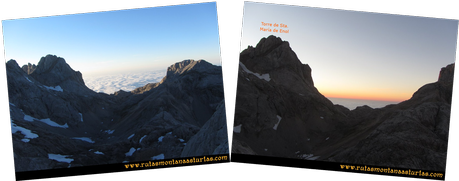 Travesía Pan de Carmen, Jou Santo, Vega de Justigallar: Vista desde el Jou Santo con mar de nubes y oscureciendo