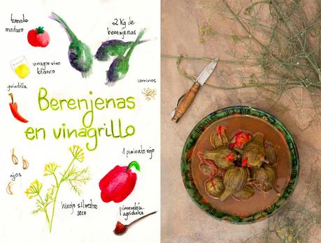 Berenjenas aliñadas con vinagre e hinojos