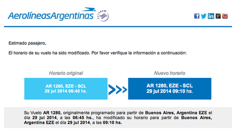 Cancelación de vuelo de Aerolíneas Argentinas