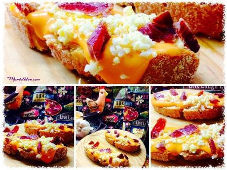 Tosta de salmorejo con picado de ibérico y huevo Tosta de salmorejo con huevo y _Fotor