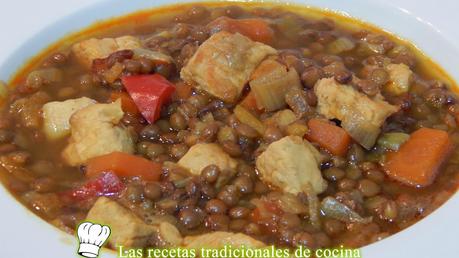 Lentejas con pavo y verduras, receta fácil