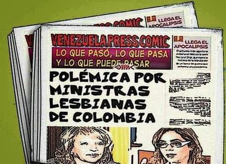 Front page cómic - ministras lesbianas de Colombia