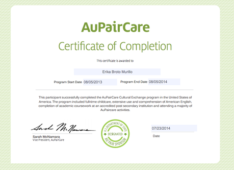 Program completion certificate