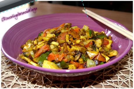 Wok de verduras y tofu al curry