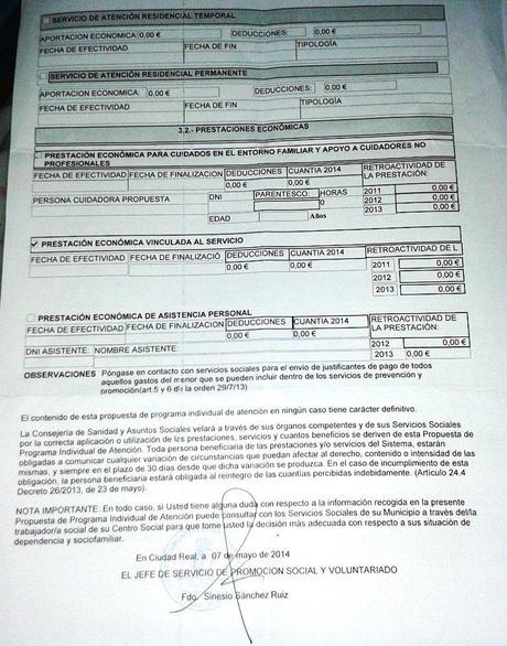 Denuncian Gobierno Cospedal 'concede ayuda de 0 euros a niño gran dependiente'