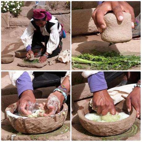 Haciendo Champu en Taquile