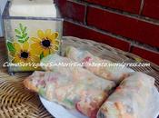 Rollitos primavera frescos, rellenos arroz especiado hummus