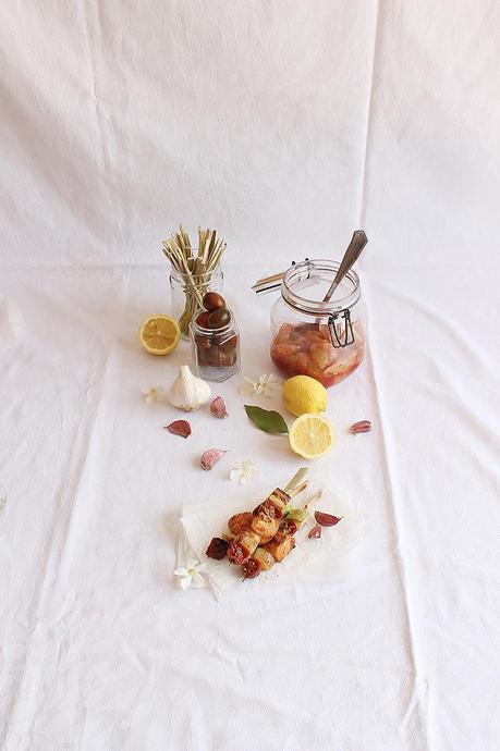 Brochetas de pollo adobado caseras