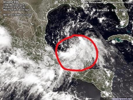 Baja presión en el Golfo de México muy cerca de evolucionar a un ciclón tropical