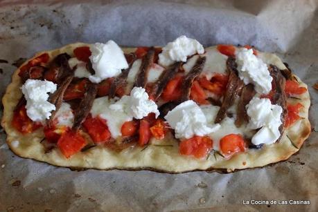 Focaccia de Berenjenas, Tomate, Mozzarella y Anchoas