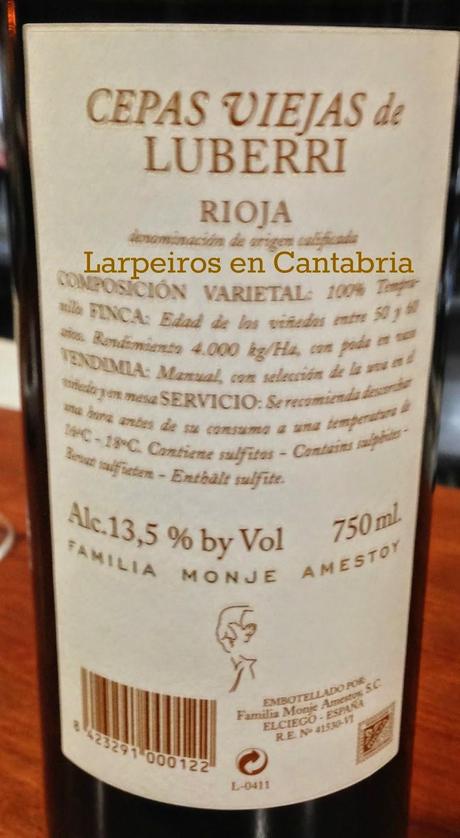 Vino Tinto Cepas Viejas de Luberri  2006: Cuando Rioja se pone mira que lo hace bien