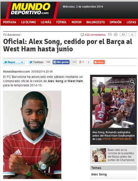 Mundo Deportivo y el fichaje de Song