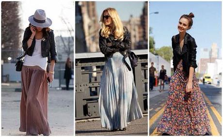 Falda larga, tendencia, outfits 2014/2015