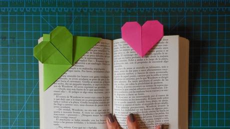 Origami: Marcapáginas de Corazón