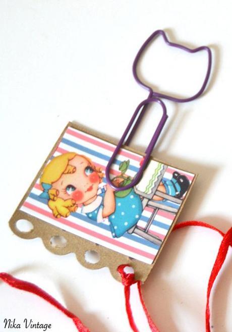 diy, marca - paginas, vintage, recotable niña,