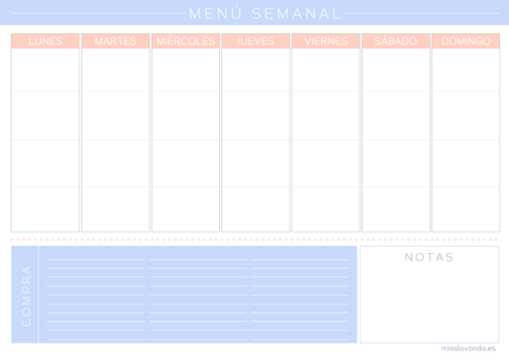 Freebies: Menús Semanales + Lista de la Compra Freebies: Menús Semanales + Lista de la Compra