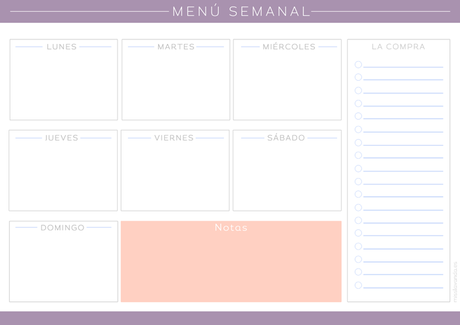 Freebies: Menús Semanales + Lista de la Compra