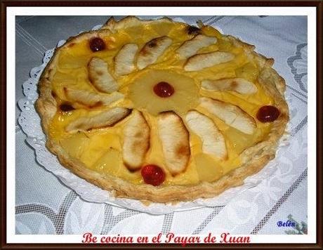 Tarta de flanín y frutas