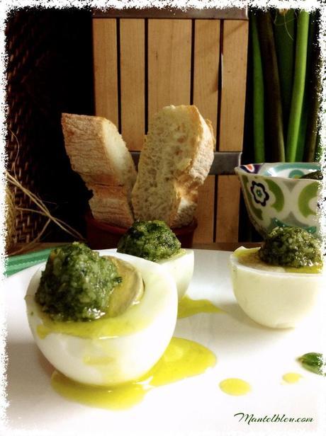 Huevos con salsa pesto Huevos con salsa pesto 2
