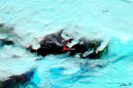 erupción Holuhraun visor infrarrojo desde satélite