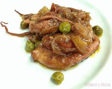 Detalle Pulpitos con guisantes La Cava Tarrega