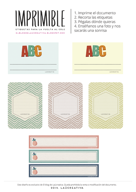 IMPRIMIBLE: ETIQUETAS PARA LA VUELTA AL COLE