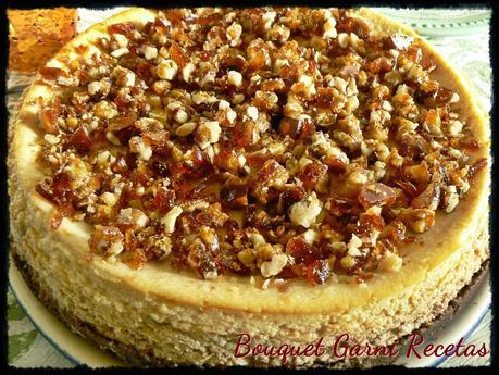 Cheesecake de peras con crocante de nueces (y dos agradecimientos)