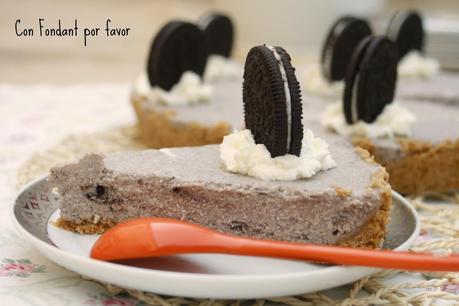 Tarta de queso sin horno con sabor a galleta Oreo.