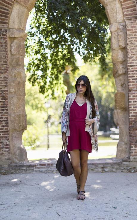 street style barbara crespo retiro kimono khemeia red dress fashion blogger outfit blog de moda