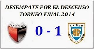 Colón:0 - Atlético Rafaela:1  (Desempate por el descenso)