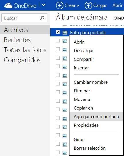 Cambiar la imagen de portada de las carpetas de OneDrive