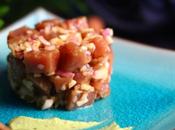 Tartar atún rojo mostaza verde