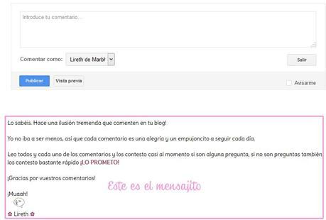 Mensaje de Agradecimiento para los Comentarios