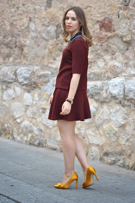 Burgundy and Moustard