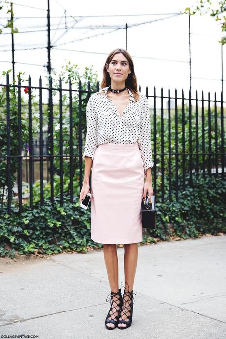 New_York_Fashion_Week_Spring_Summer_15-NYFW-Street_Style-Alexa_Chung-Marc_By_Marc_Jacobs-Pink_Skirt-Dots_Shirt-3