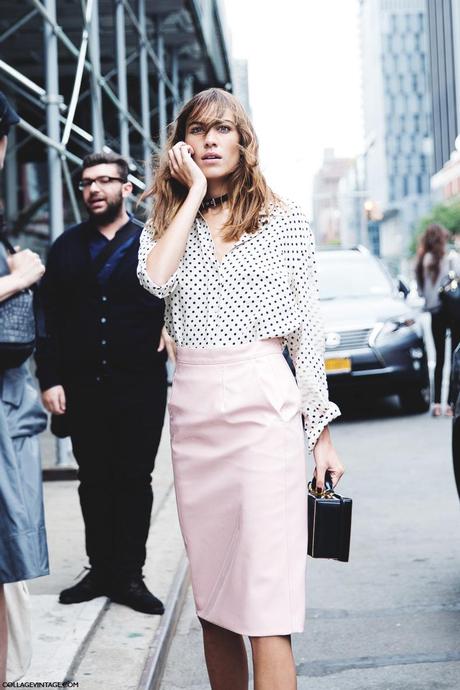 New_York_Fashion_Week_Spring_Summer_15-NYFW-Street_Style-Alexa_Chung-Marc_By_Marc_Jacobs-Pink_Skirt-Dots_Shirt-6